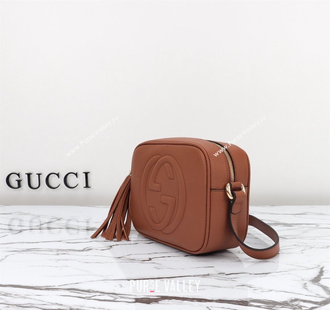 Gucci Soho Small Leather Interlocking G Tassel Disco Camera Bag Brown 308364 2024 (DLH-240828034)