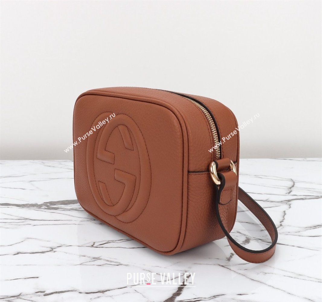 Gucci Soho Small Leather Interlocking G Tassel Disco Camera Bag Brown 308364 2024 (DLH-240828034)