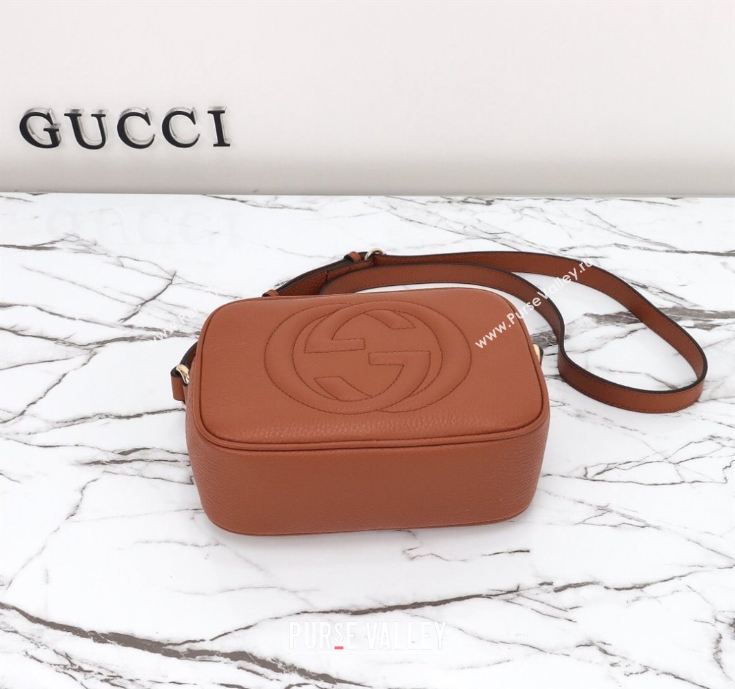 Gucci Soho Small Leather Interlocking G Tassel Disco Camera Bag Brown 308364 2024 (DLH-240828034)