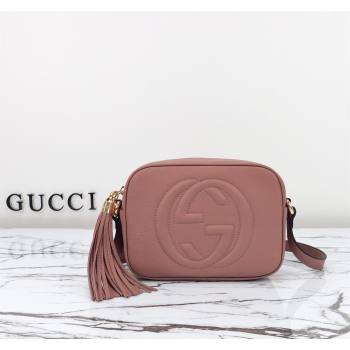 Gucci Soho Small Leather Interlocking G Tassel Disco Camera Bag Nude Pink 308364 2024 (DLH-240828035)