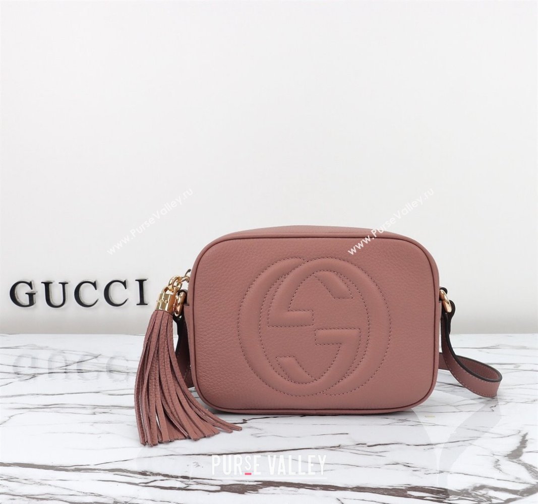 Gucci Soho Small Leather Interlocking G Tassel Disco Camera Bag Nude Pink 308364 2024 (DLH-240828035)