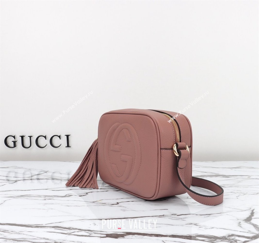 Gucci Soho Small Leather Interlocking G Tassel Disco Camera Bag Nude Pink 308364 2024 (DLH-240828035)