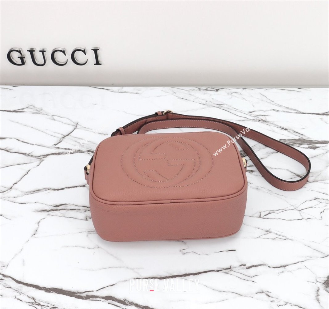 Gucci Soho Small Leather Interlocking G Tassel Disco Camera Bag Nude Pink 308364 2024 (DLH-240828035)