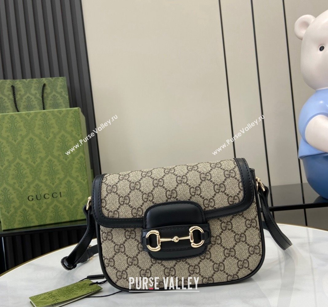 Gucci Horsebit 1955 GG Canvas Mini Shoulder Bag Black 2024 815205 (XLU-240828003)