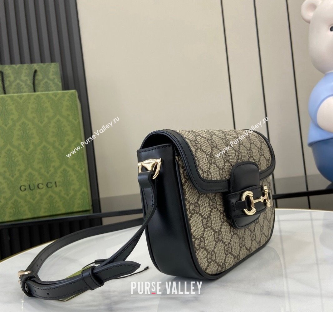 Gucci Horsebit 1955 GG Canvas Mini Shoulder Bag Black 2024 815205 (XLU-240828003)