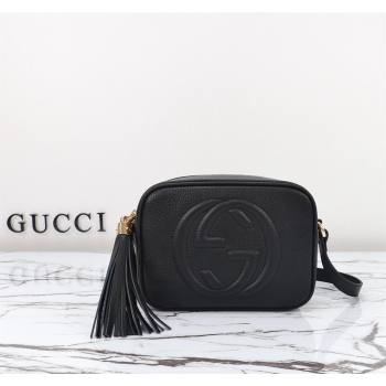 Gucci Soho Small Leather Interlocking G Tassel Disco Camera Bag Black 308364 2024 (DLH-240828037)