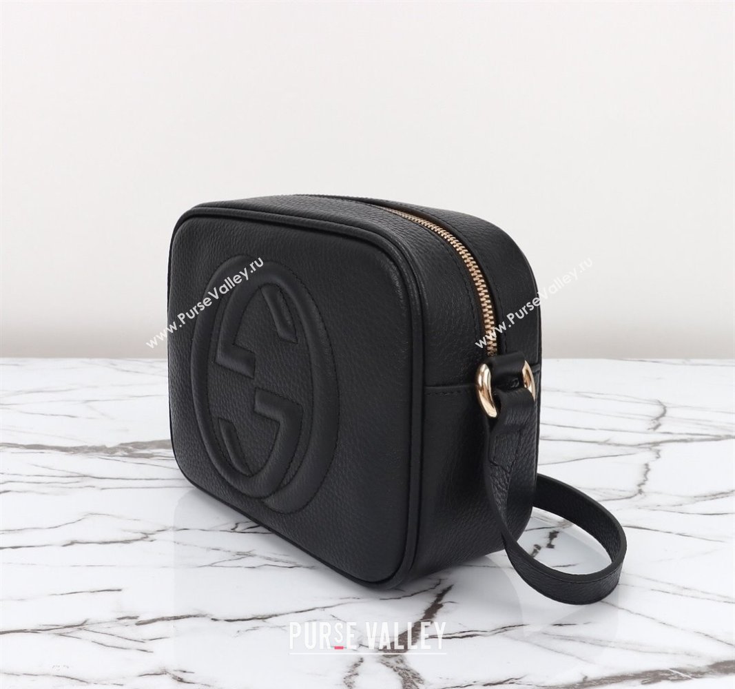 Gucci Soho Small Leather Interlocking G Tassel Disco Camera Bag Black 308364 2024 (DLH-240828037)