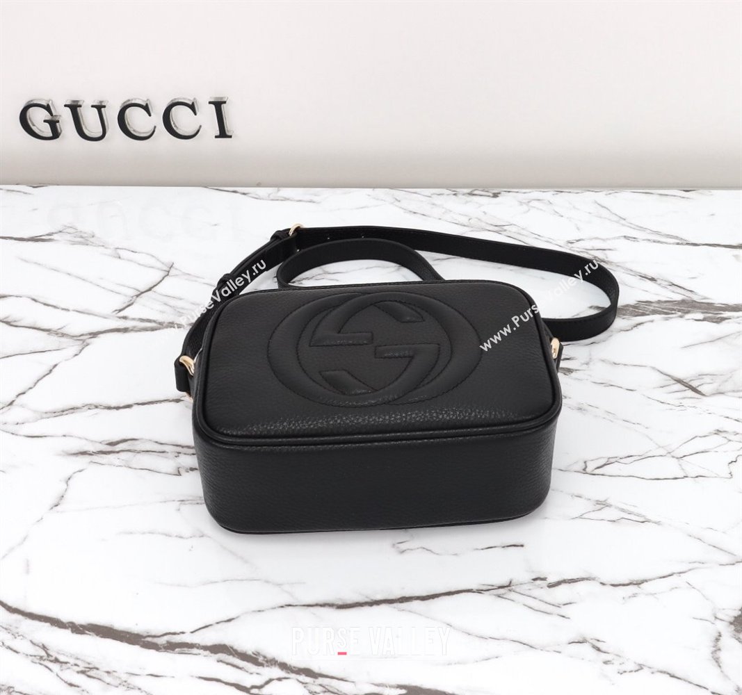 Gucci Soho Small Leather Interlocking G Tassel Disco Camera Bag Black 308364 2024 (DLH-240828037)