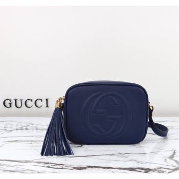 Gucci Soho Small Leather Interlocking G Tassel Disco Camera Bag Royal Blue 308364 2024 (DLH-240828038)