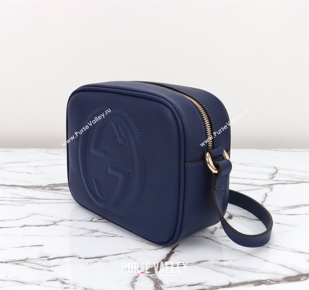 Gucci Soho Small Leather Interlocking G Tassel Disco Camera Bag Royal Blue 308364 2024 (DLH-240828038)