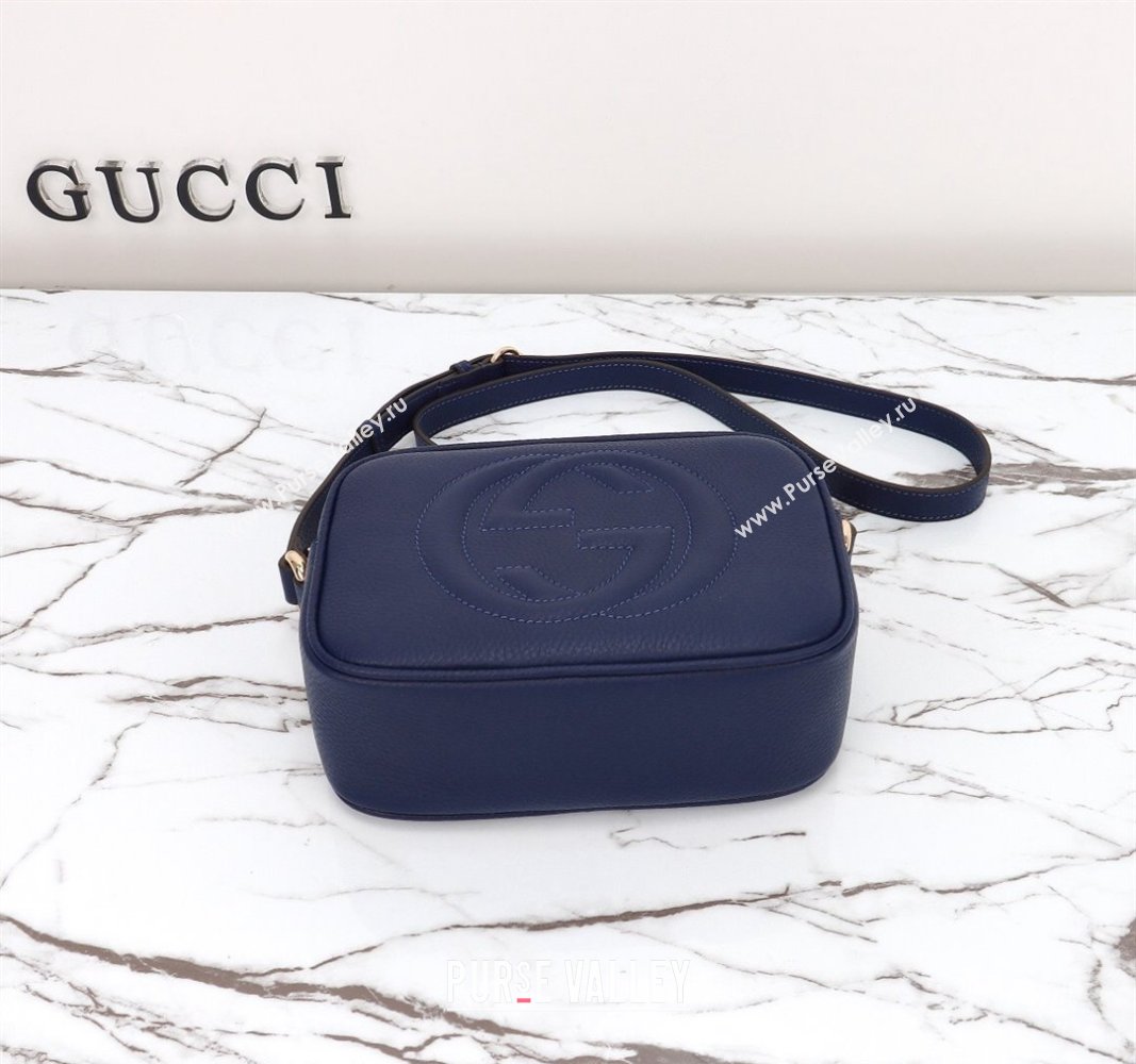 Gucci Soho Small Leather Interlocking G Tassel Disco Camera Bag Royal Blue 308364 2024 (DLH-240828038)