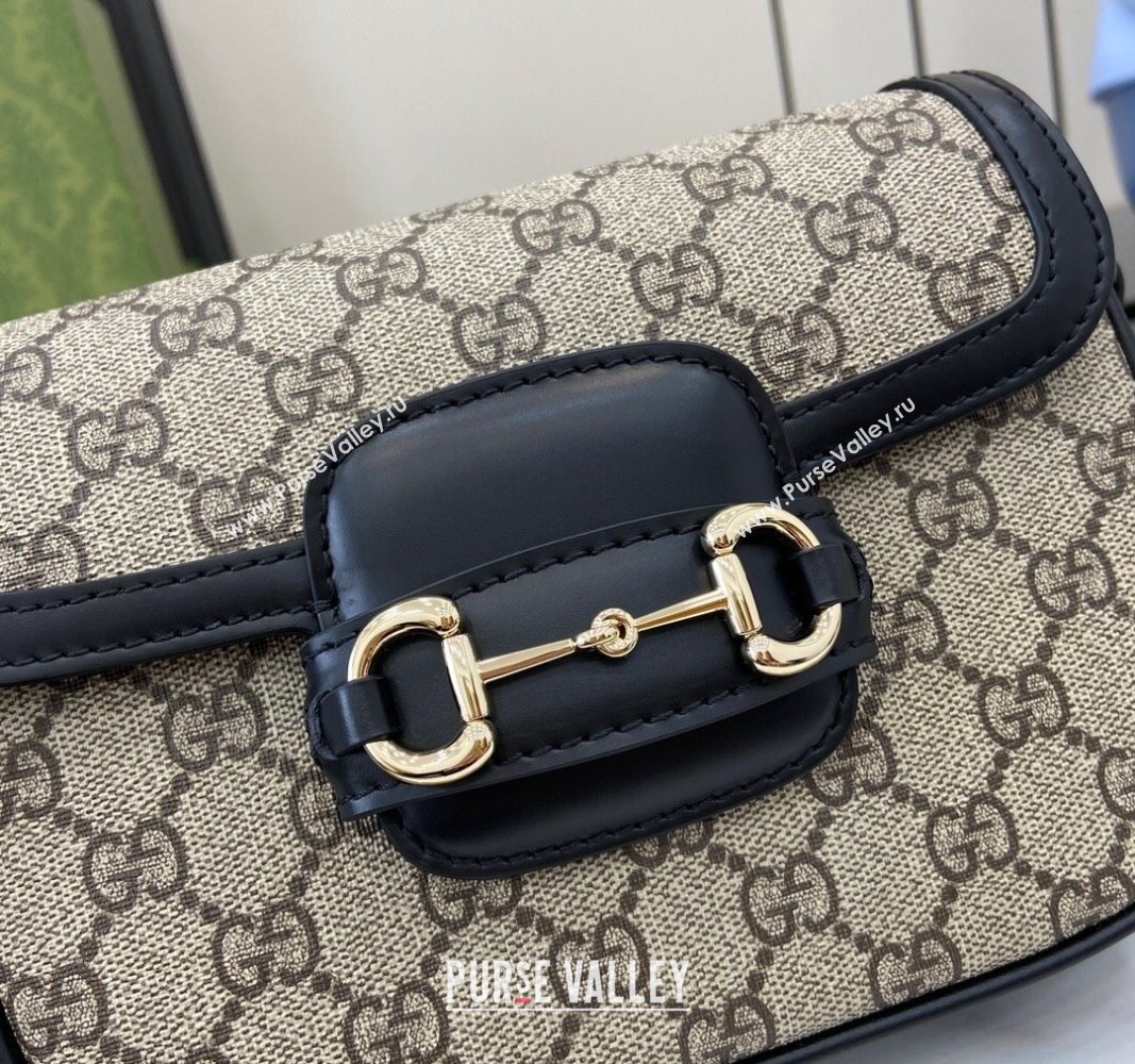 Gucci Horsebit 1955 GG Canvas Mini Shoulder Bag Black 2024 815205 (XLU-240828003)