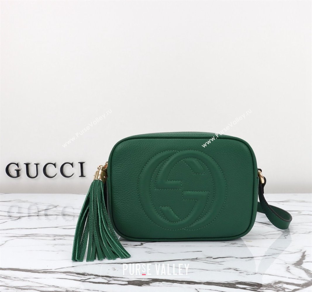 Gucci Soho Small Leather Interlocking G Tassel Disco Camera Bag Green 308364 2024 (DLH-240828039)