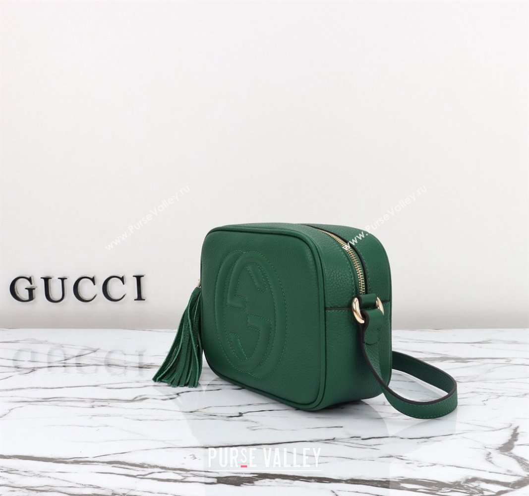 Gucci Soho Small Leather Interlocking G Tassel Disco Camera Bag Green 308364 2024 (DLH-240828039)