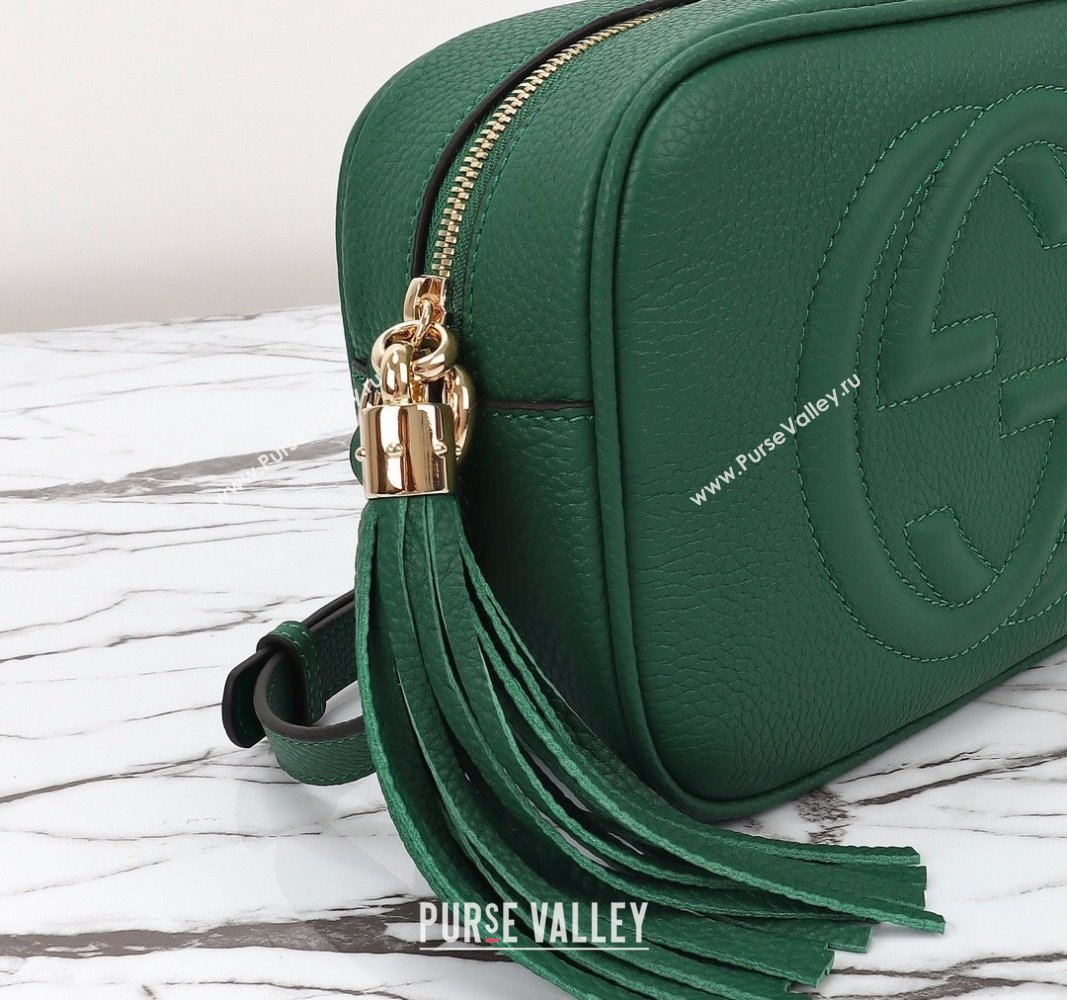 Gucci Soho Small Leather Interlocking G Tassel Disco Camera Bag Green 308364 2024 (DLH-240828039)