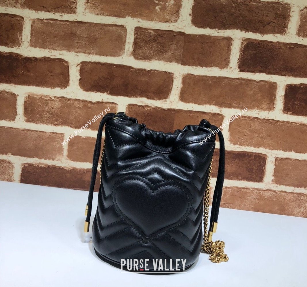 Gucci GG Marmont Matelasse Mini Bucket Bag Black 575163 2024 (DLH-240828046)
