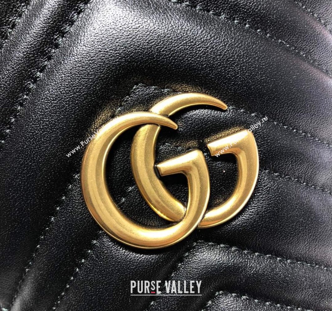 Gucci GG Marmont Matelasse Mini Bucket Bag Black 575163 2024 (DLH-240828046)