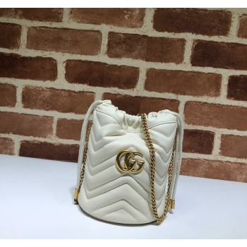 Gucci GG Marmont Matelasse Mini Bucket Bag White 575163 2024 (DLH-240828047)