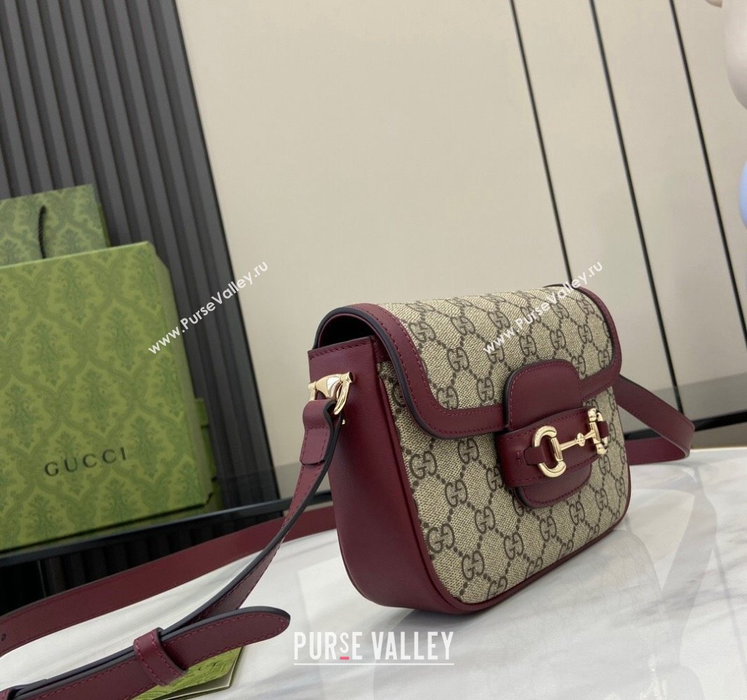 Gucci Horsebit 1955 GG Canvas Mini Shoulder Bag Burgundy 2024 815205 (XLU-240828004)