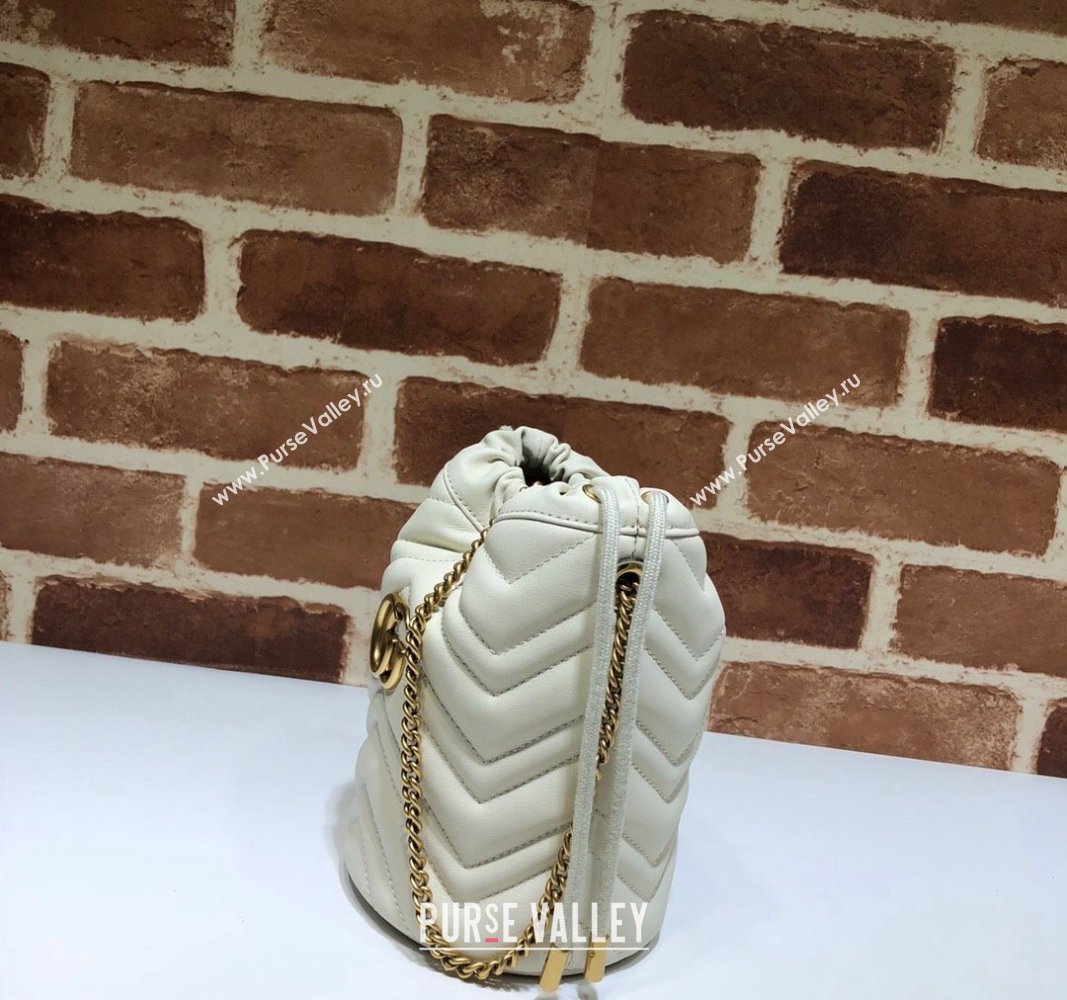 Gucci GG Marmont Matelasse Mini Bucket Bag White 575163 2024 (DLH-240828047)