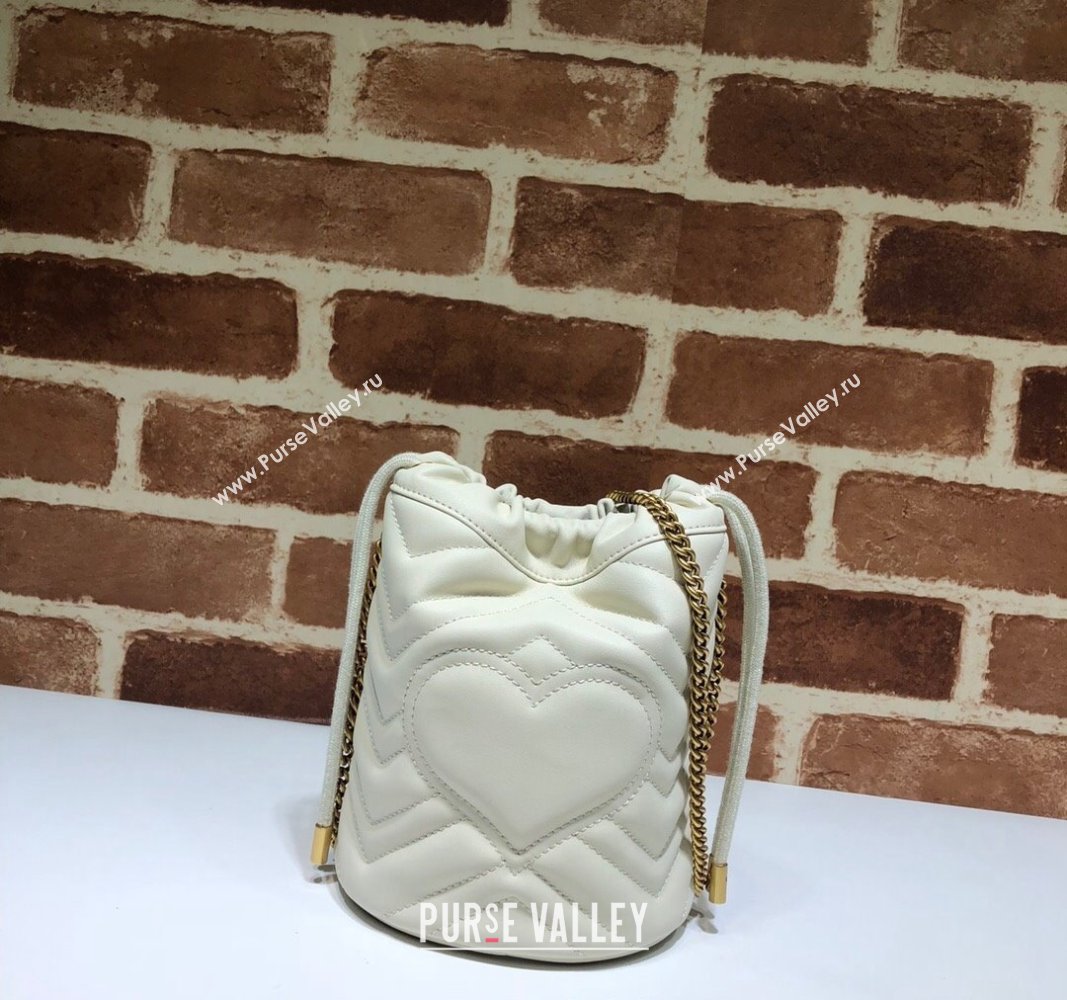 Gucci GG Marmont Matelasse Mini Bucket Bag White 575163 2024 (DLH-240828047)