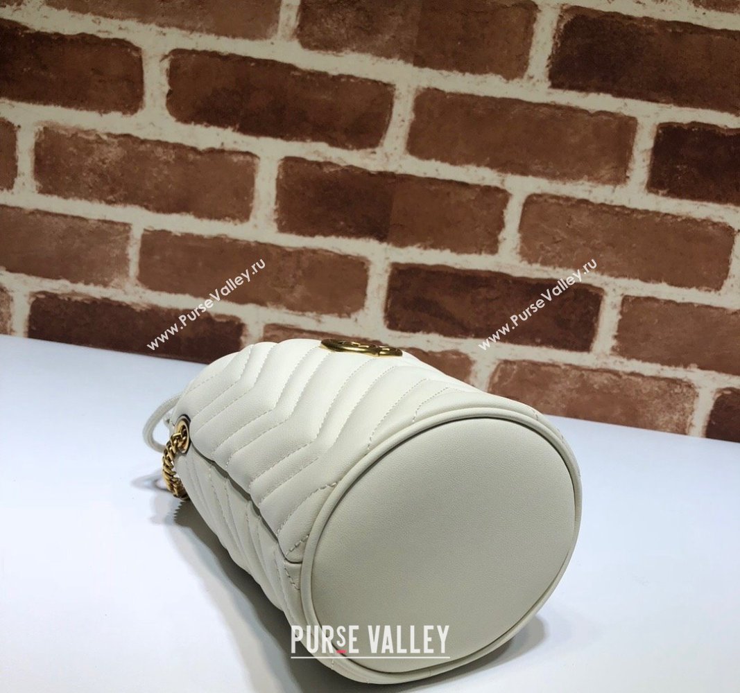 Gucci GG Marmont Matelasse Mini Bucket Bag White 575163 2024 (DLH-240828047)