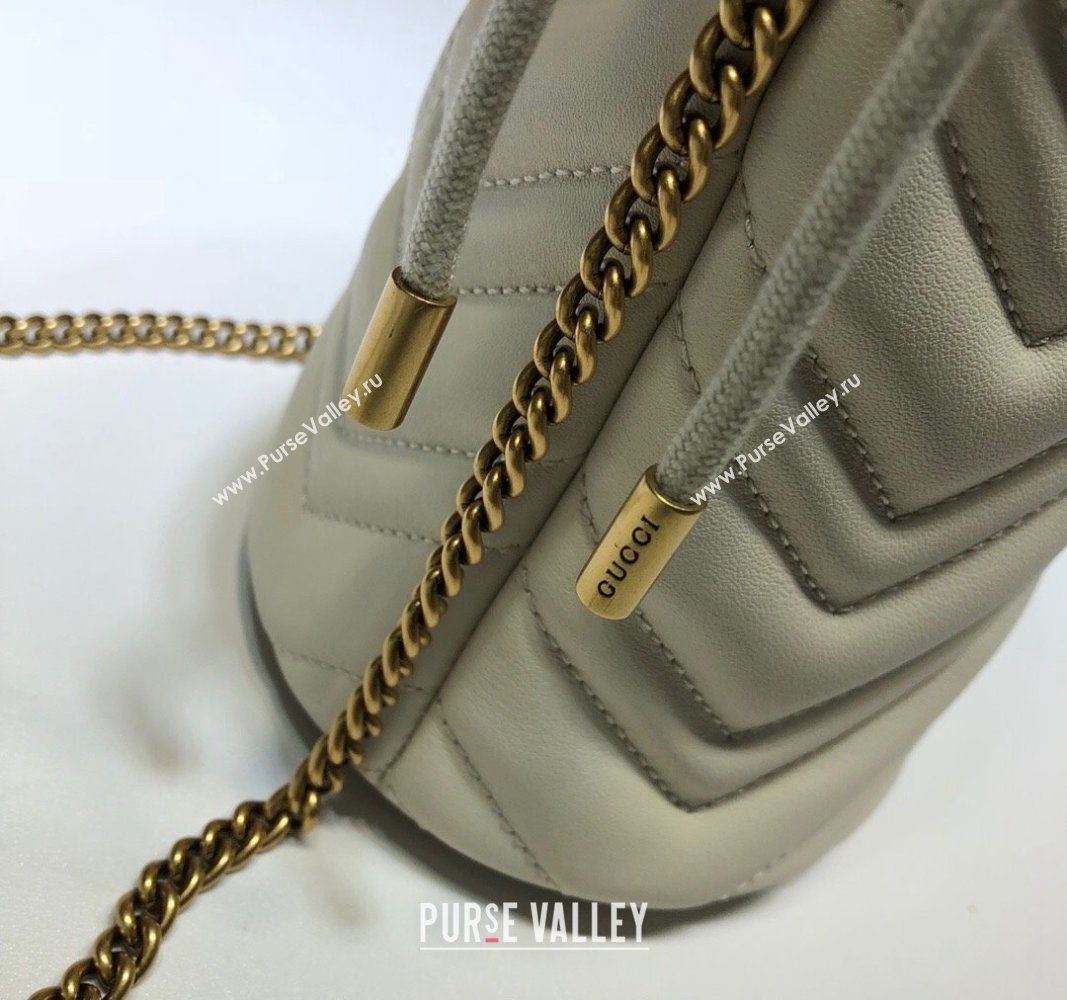 Gucci GG Marmont Matelasse Mini Bucket Bag White 575163 2024 (DLH-240828047)