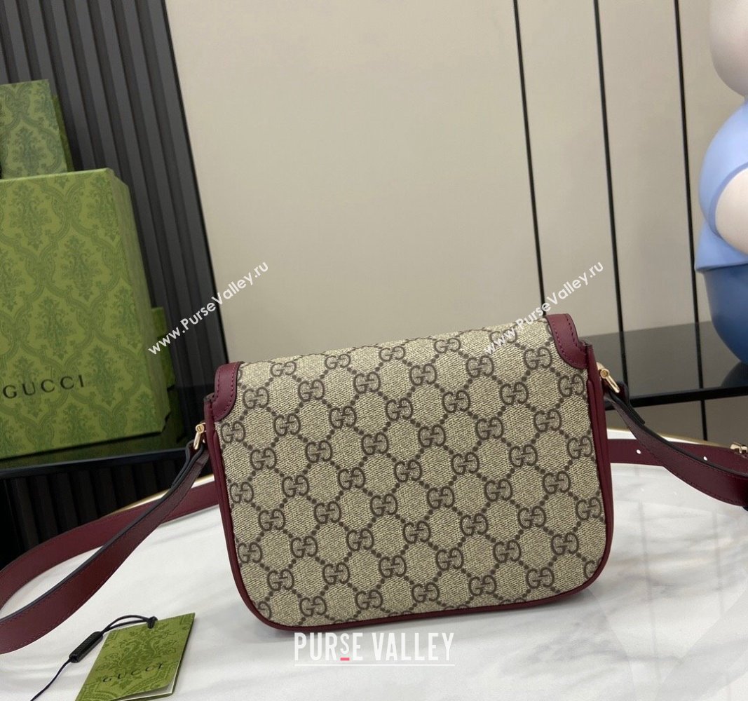 Gucci Horsebit 1955 GG Canvas Mini Shoulder Bag Burgundy 2024 815205 (XLU-240828004)