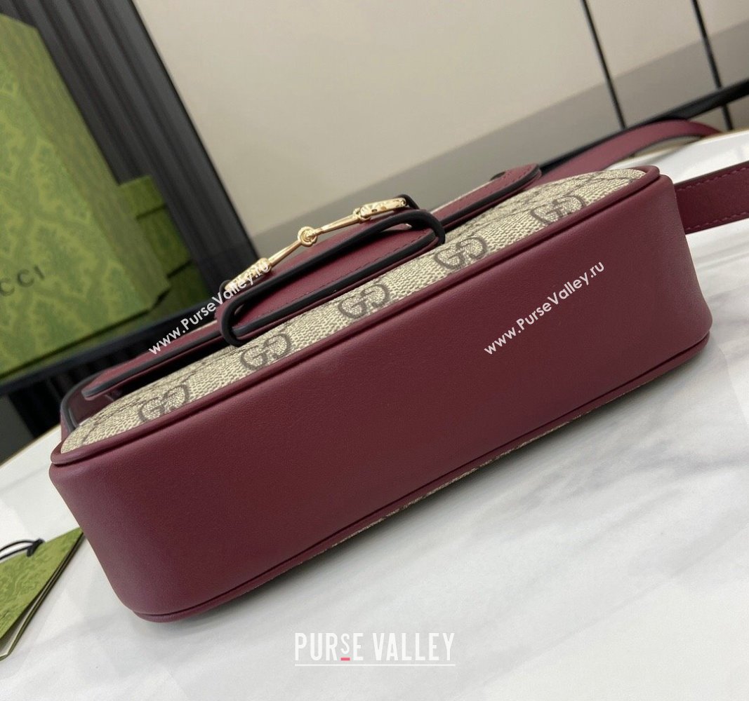 Gucci Horsebit 1955 GG Canvas Mini Shoulder Bag Burgundy 2024 815205 (XLU-240828004)