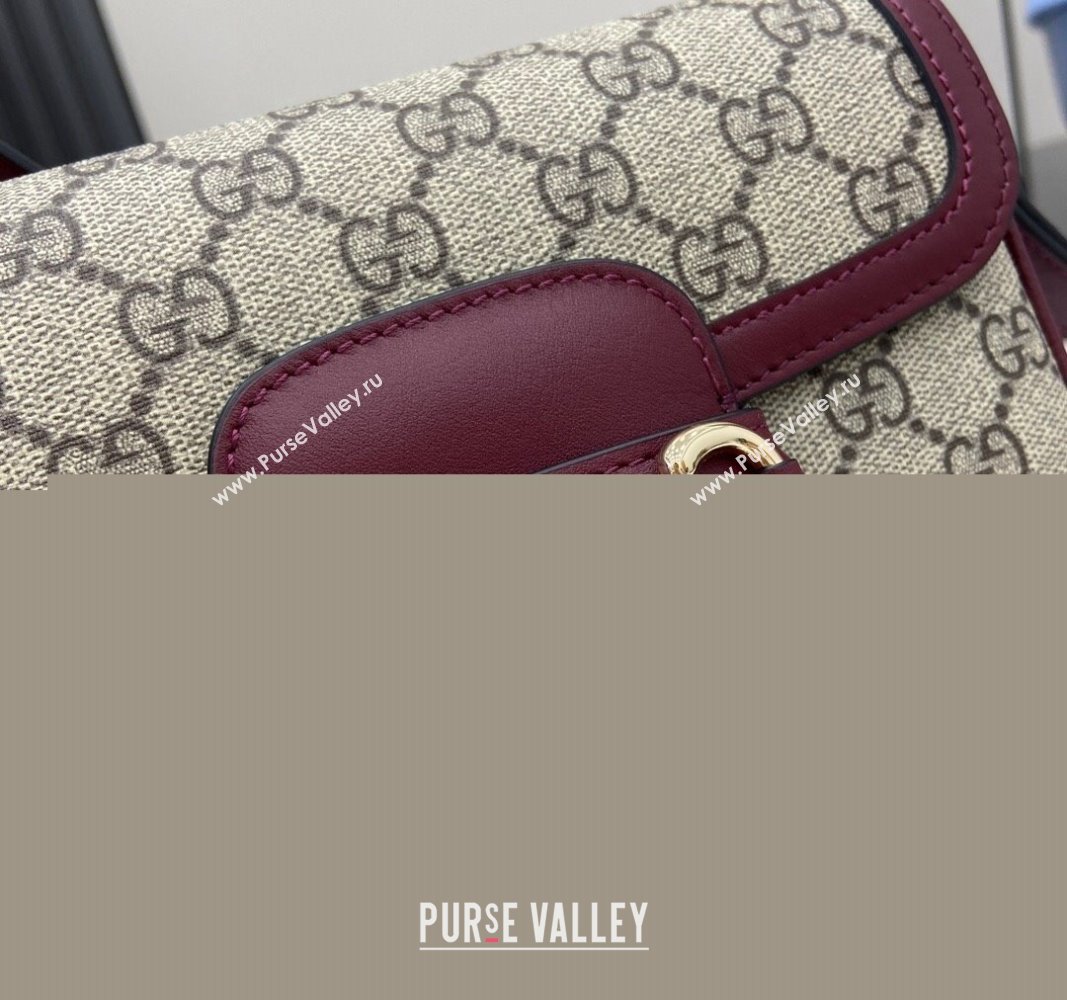 Gucci Horsebit 1955 GG Canvas Mini Shoulder Bag Burgundy 2024 815205 (XLU-240828004)