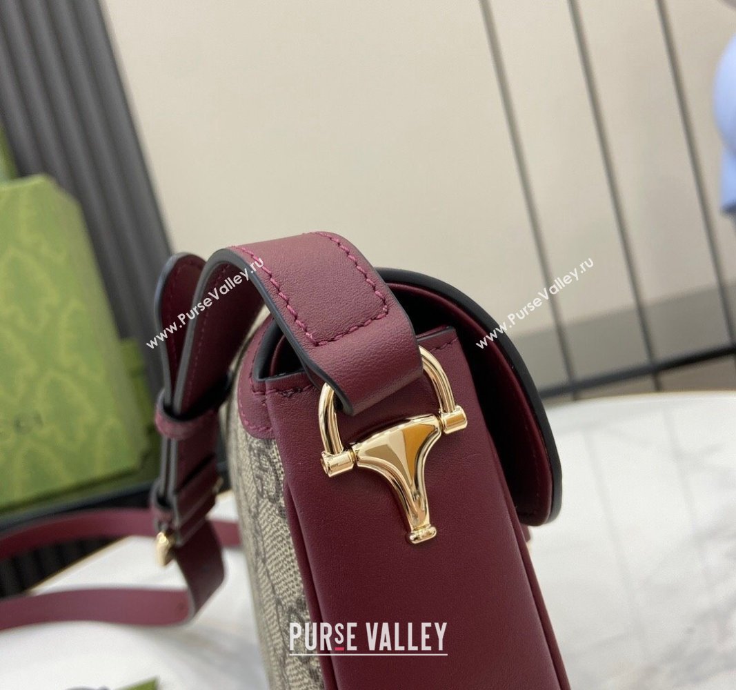 Gucci Horsebit 1955 GG Canvas Mini Shoulder Bag Burgundy 2024 815205 (XLU-240828004)