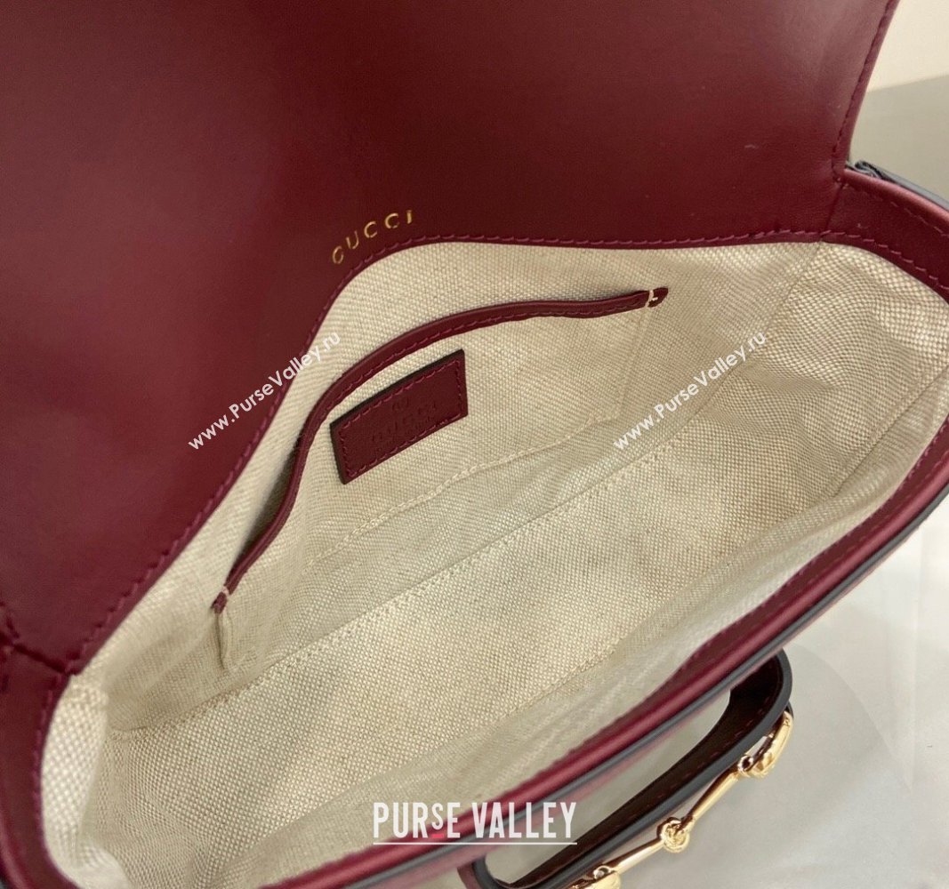 Gucci Horsebit 1955 GG Canvas Mini Shoulder Bag Burgundy 2024 815205 (XLU-240828004)