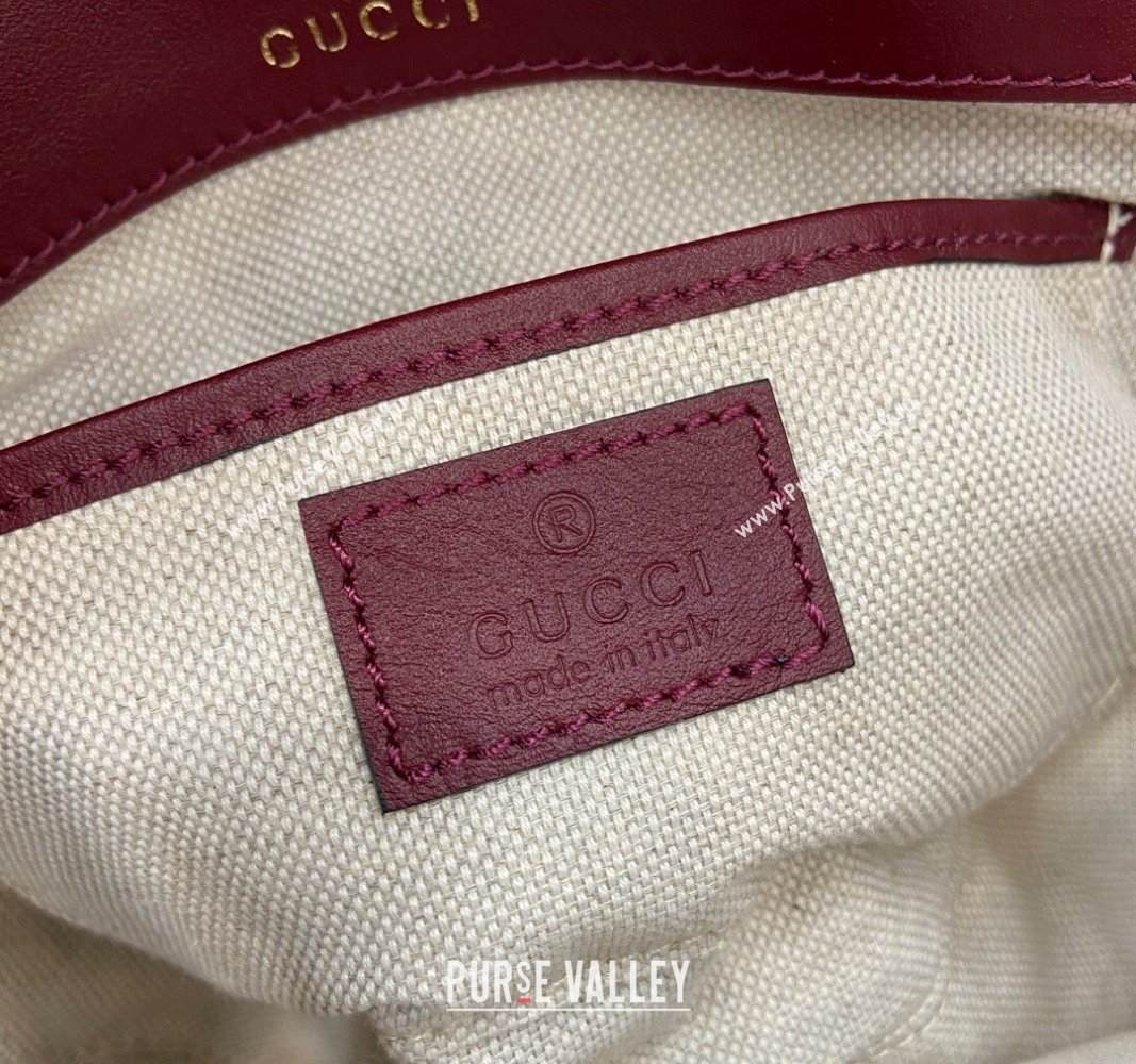 Gucci Horsebit 1955 GG Canvas Mini Shoulder Bag Burgundy 2024 815205 (XLU-240828004)