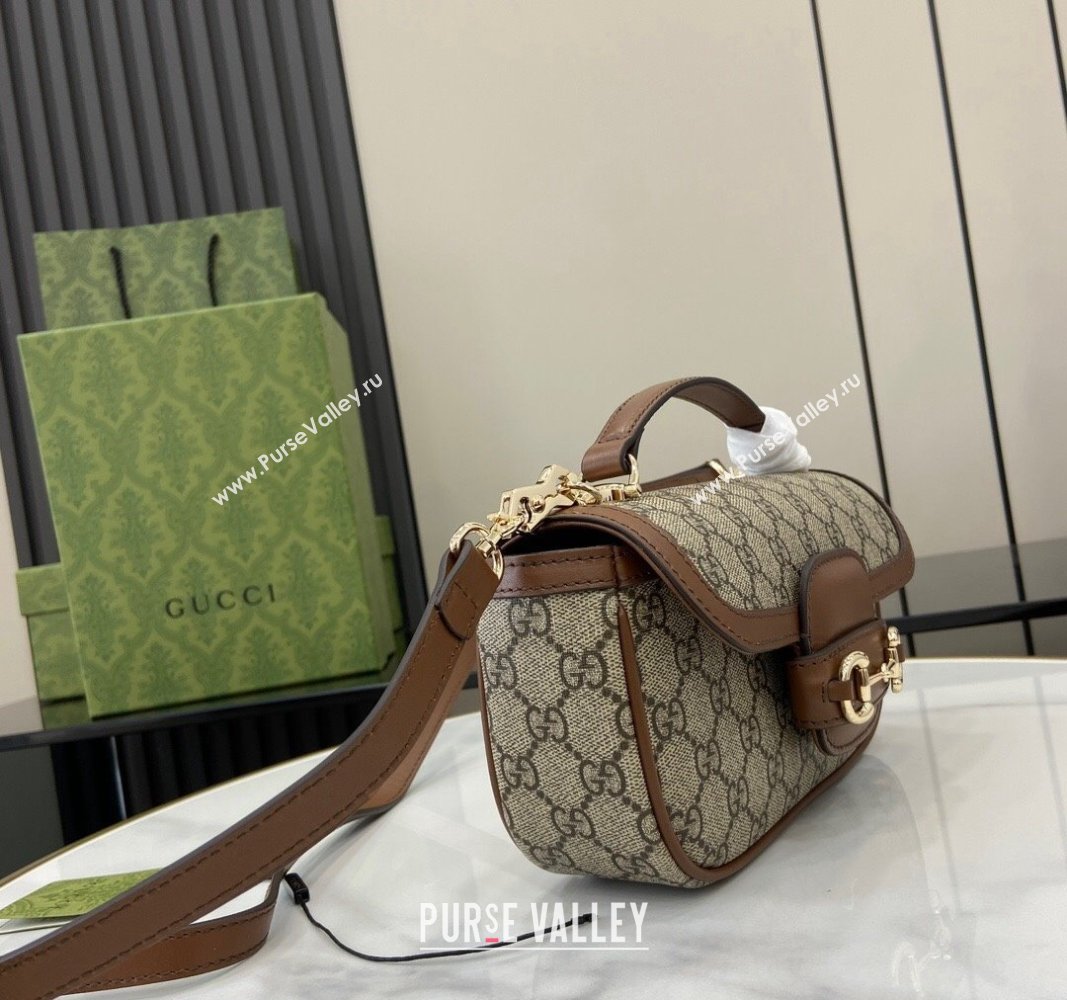 Gucci Horsebit 1955 GG Canvas Small Top Handle Bag Brown 2024 815206 (XLU-240828006)