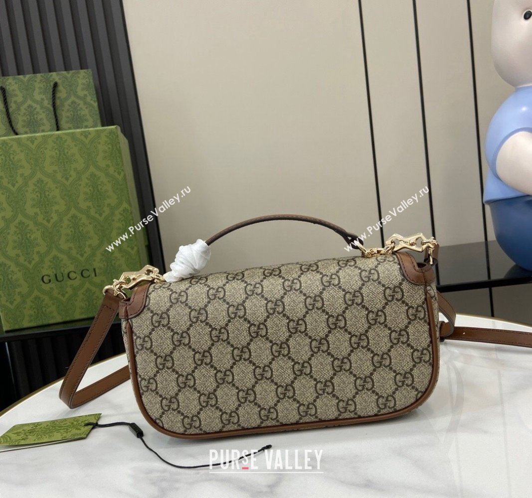 Gucci Horsebit 1955 GG Canvas Small Top Handle Bag Brown 2024 815206 (XLU-240828006)