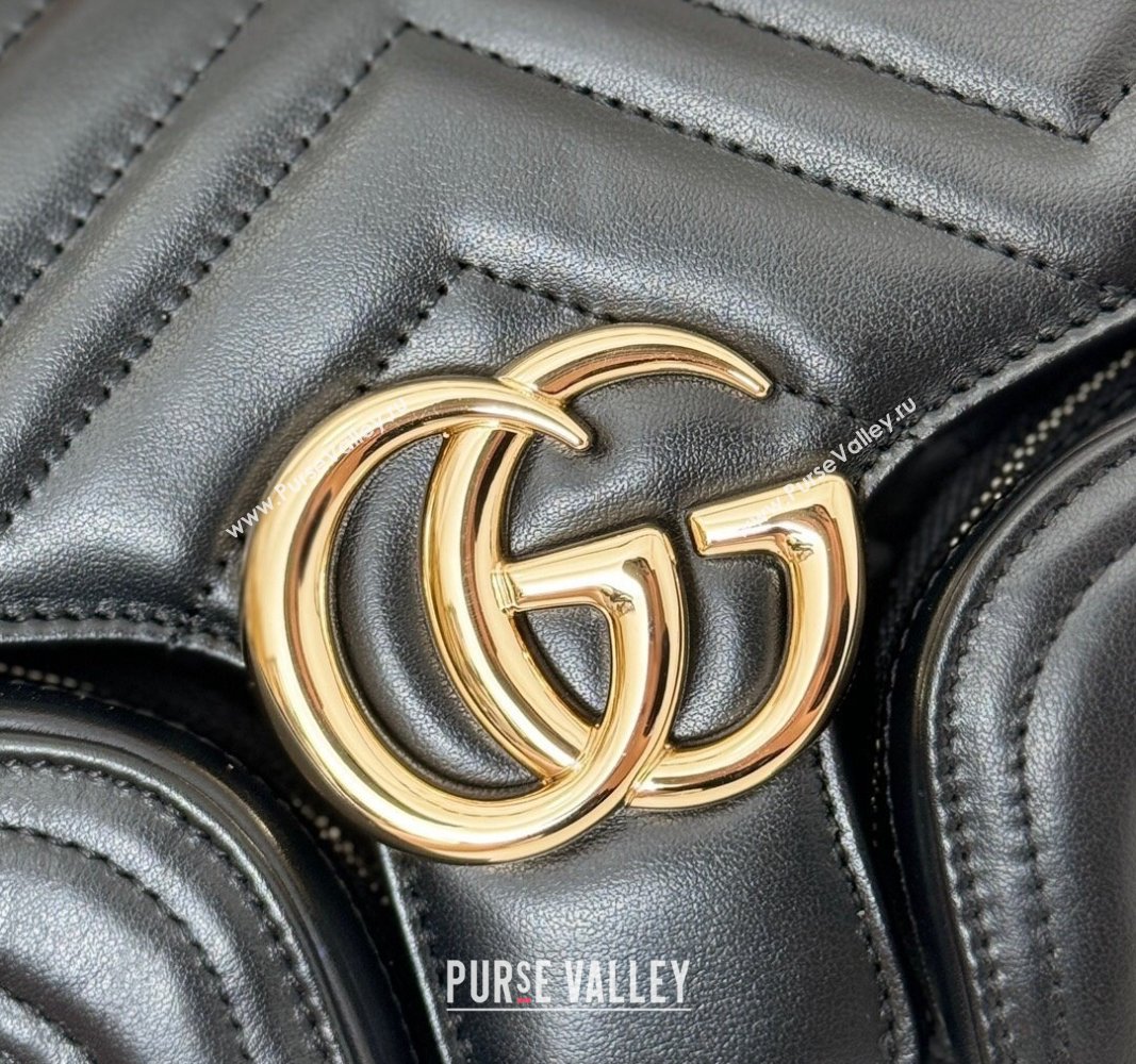 Gucci GG Marmont Small Multi-Pocket Shoulder Bag Black 2024 795228 (DLH-240828054)
