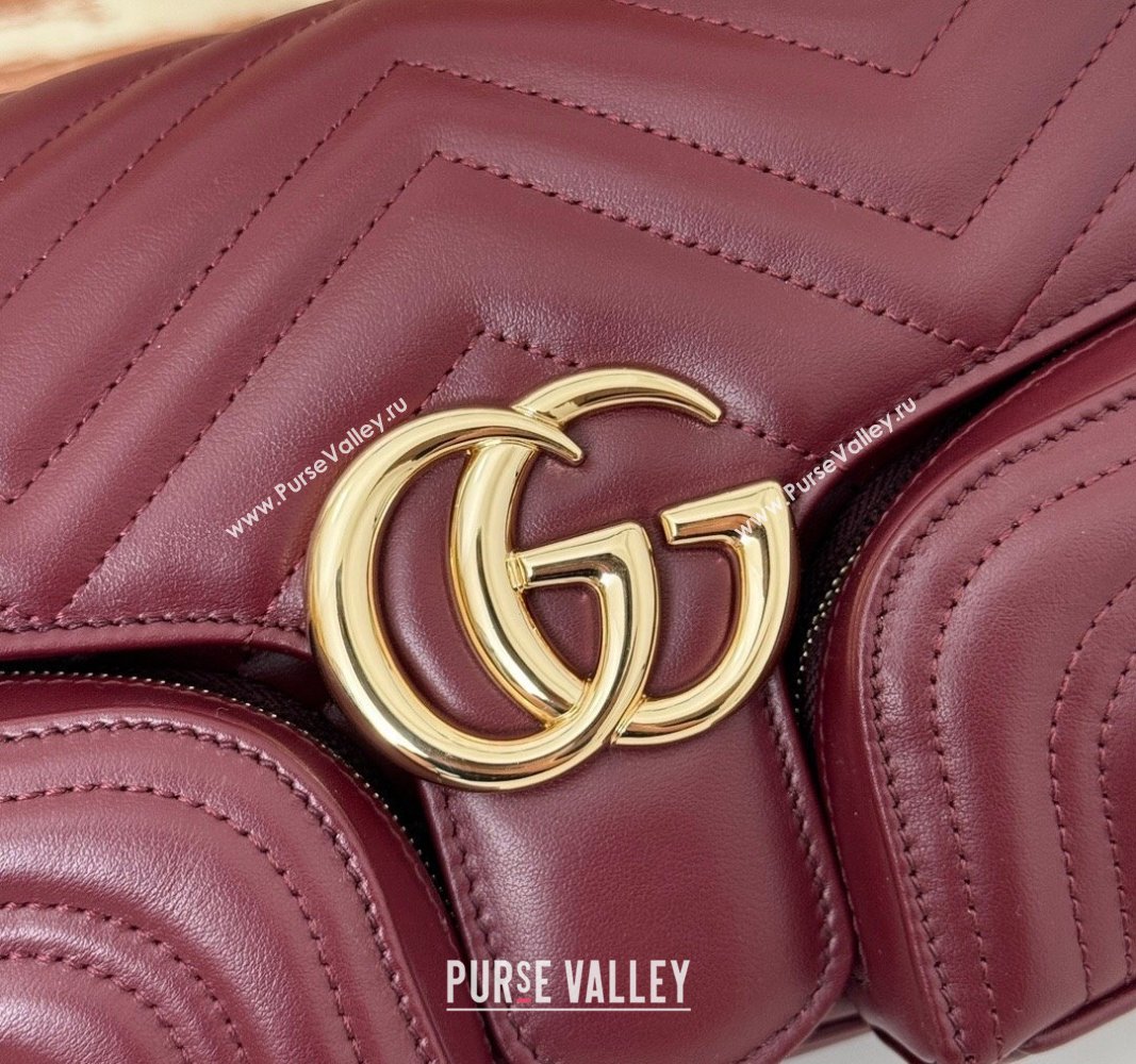 Gucci GG Marmont Small Multi-Pocket Shoulder Bag Burgundy 2024 795228 (DLH-240828055)