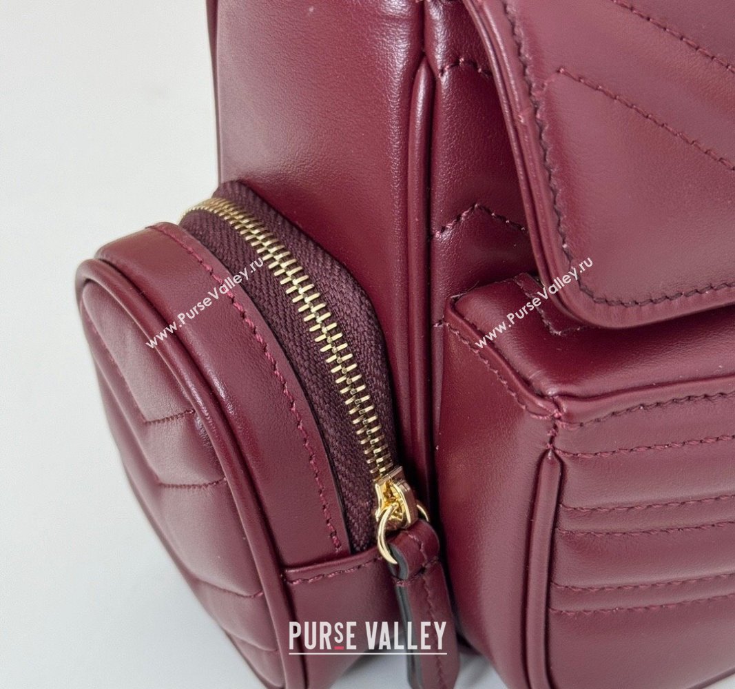 Gucci GG Marmont Small Multi-Pocket Shoulder Bag Burgundy 2024 795228 (DLH-240828055)