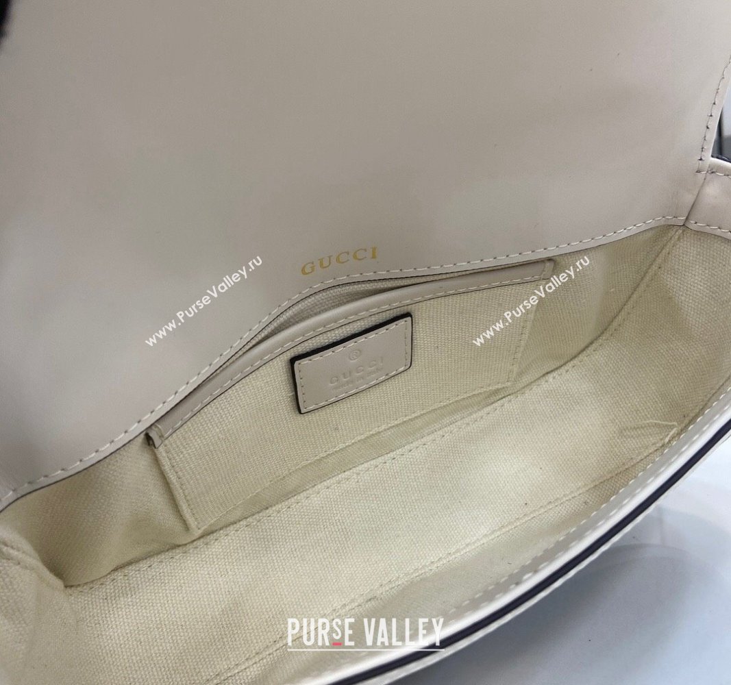 Gucci Horsebit 1955 GG Canvas Small Top Handle Bag White 2024 815206 (XLU-240828007)