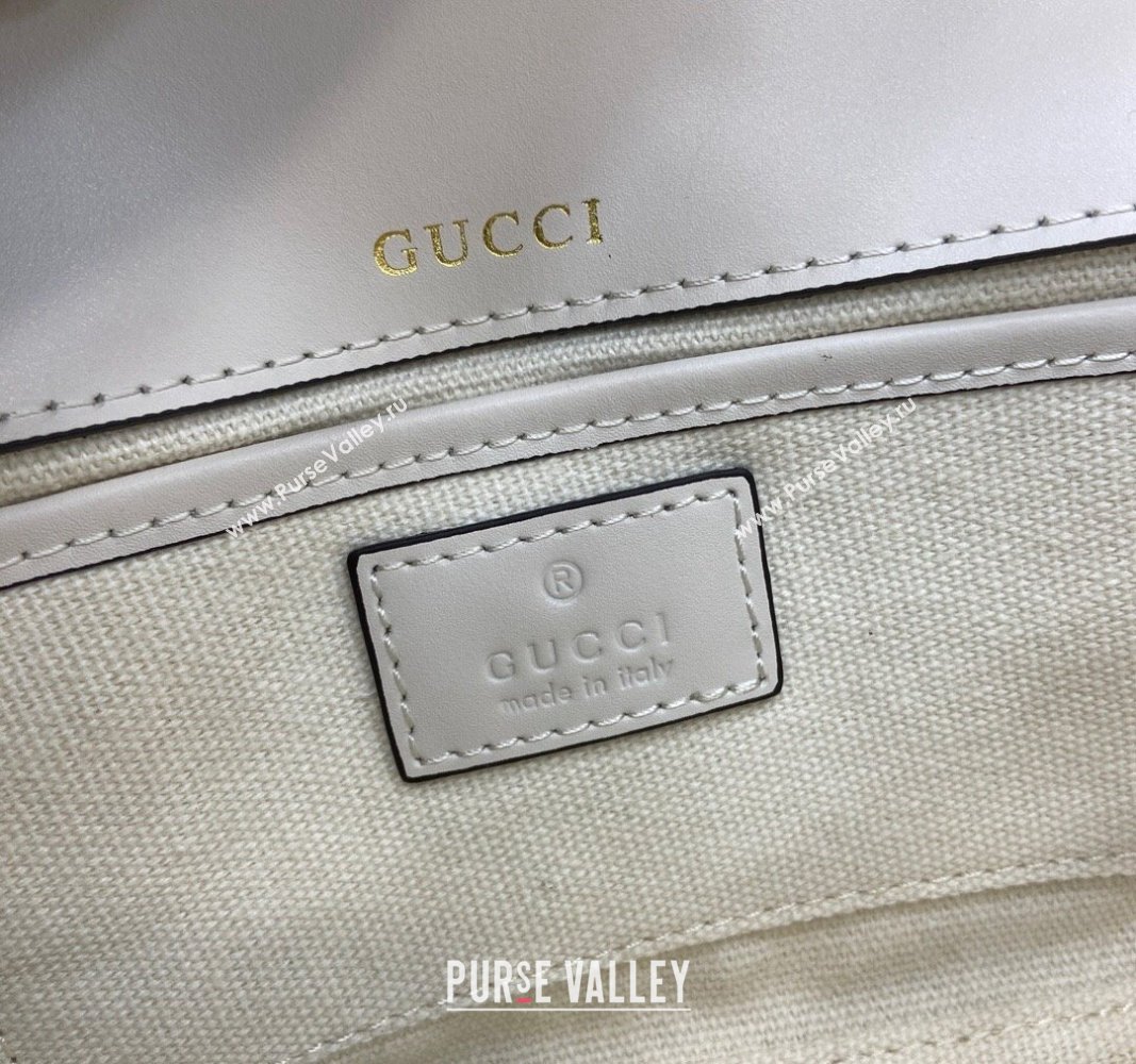 Gucci Horsebit 1955 GG Canvas Small Top Handle Bag White 2024 815206 (XLU-240828007)