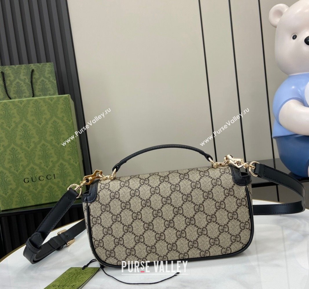 Gucci Horsebit 1955 GG Canvas Small Top Handle Bag Black 2024 815206 (XLU-240828008)