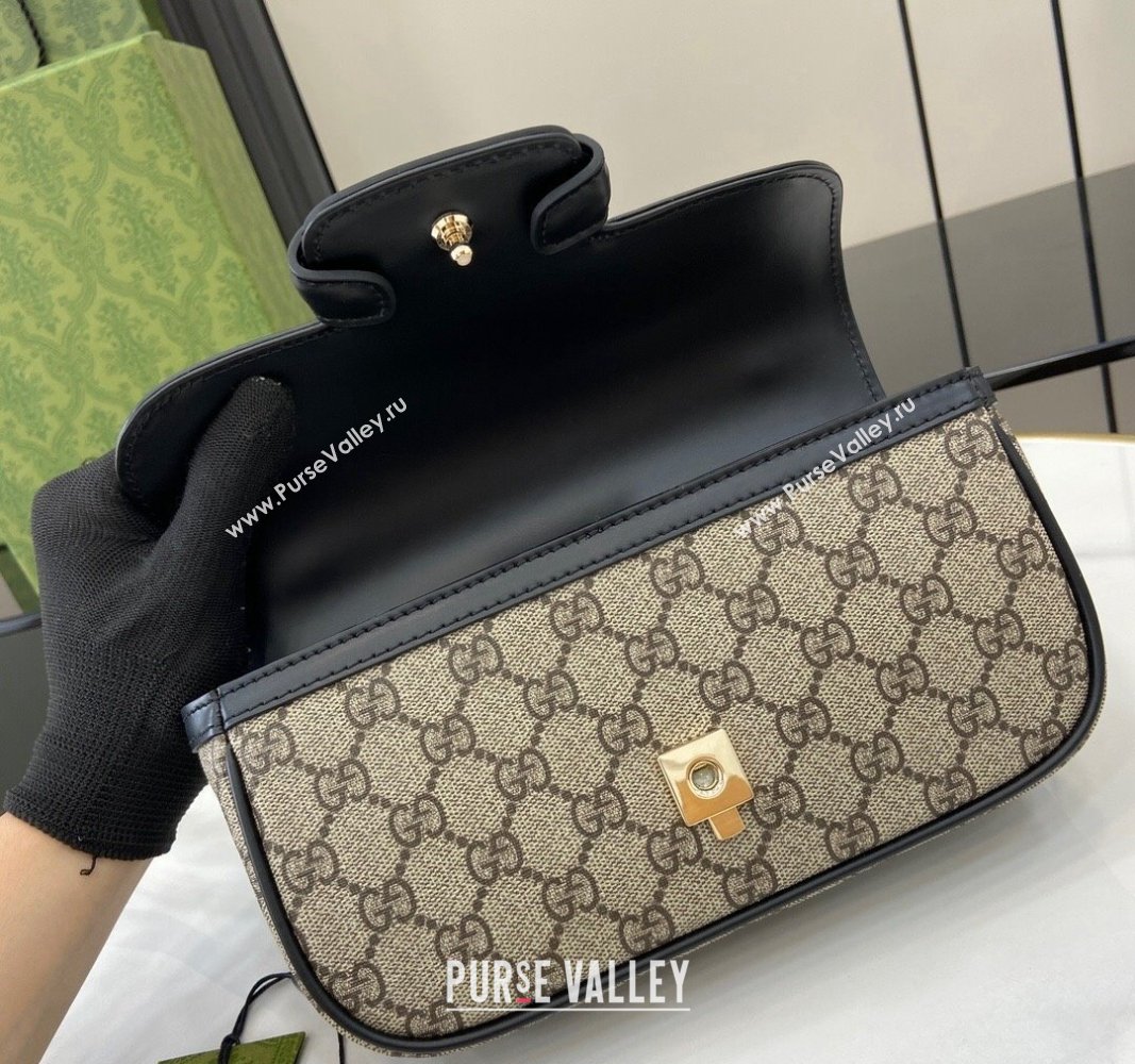 Gucci Horsebit 1955 GG Canvas Small Top Handle Bag Black 2024 815206 (XLU-240828008)