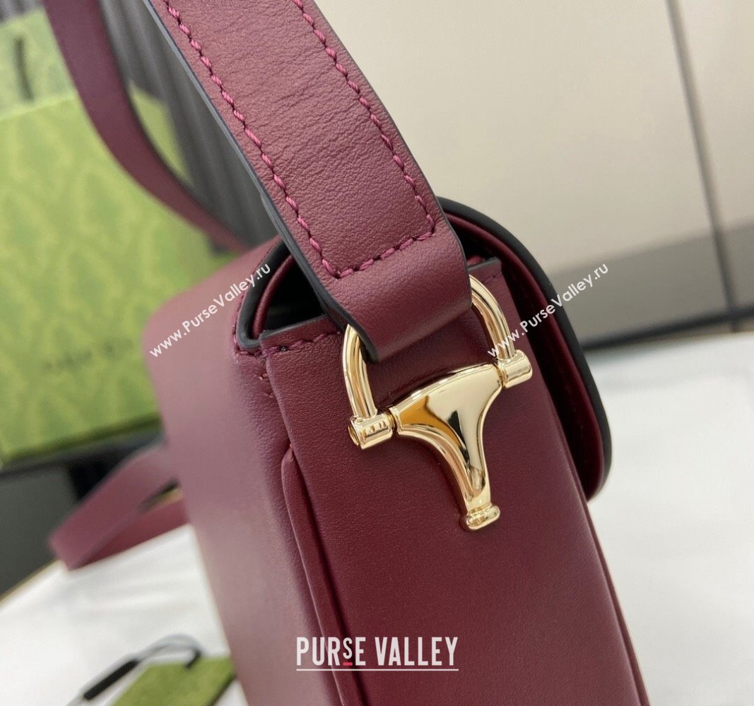 Gucci Horsebit 1955 Leather Mini Shoulder Bag Burgundy 2024 815205 (XLU-240828005)