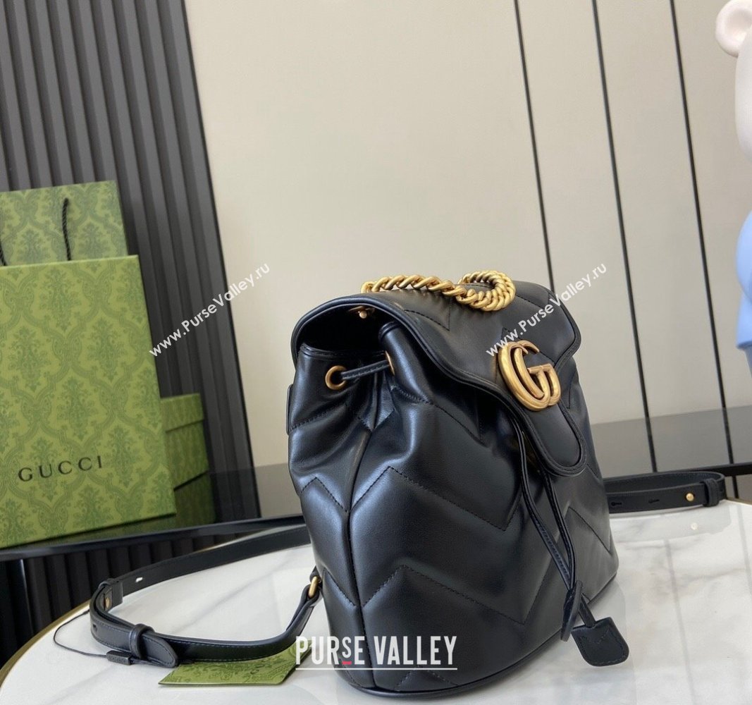 Gucci GG Marmont Matelasse Leather Backpack bag Black 2024 777253 (XLU-240828011)