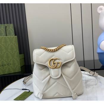 Gucci GG Marmont Matelasse Leather Backpack bag White 2024 777253 (XLU-240828012)