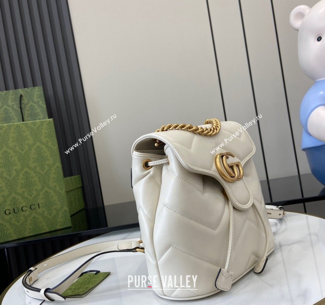 Gucci GG Marmont Matelasse Leather Backpack bag White 2024 777253 (XLU-240828012)