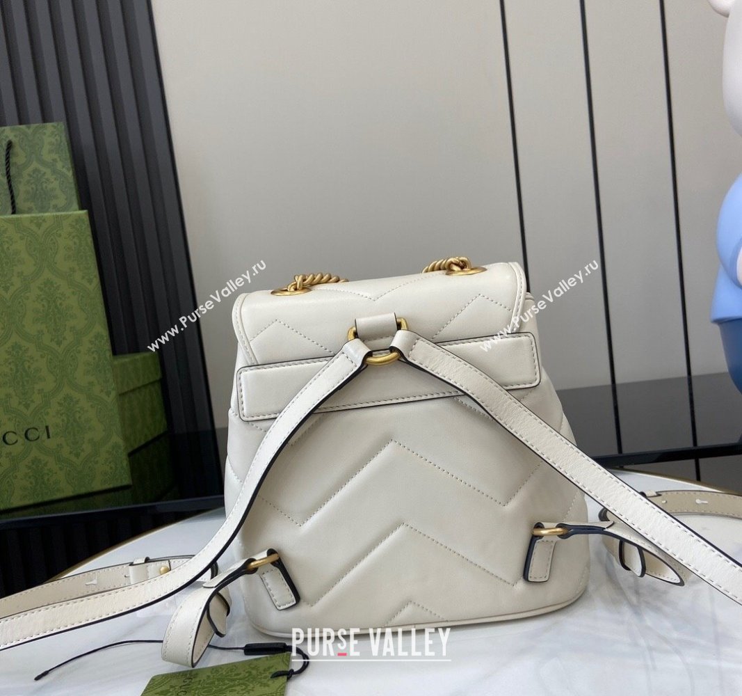 Gucci GG Marmont Matelasse Leather Backpack bag White 2024 777253 (XLU-240828012)