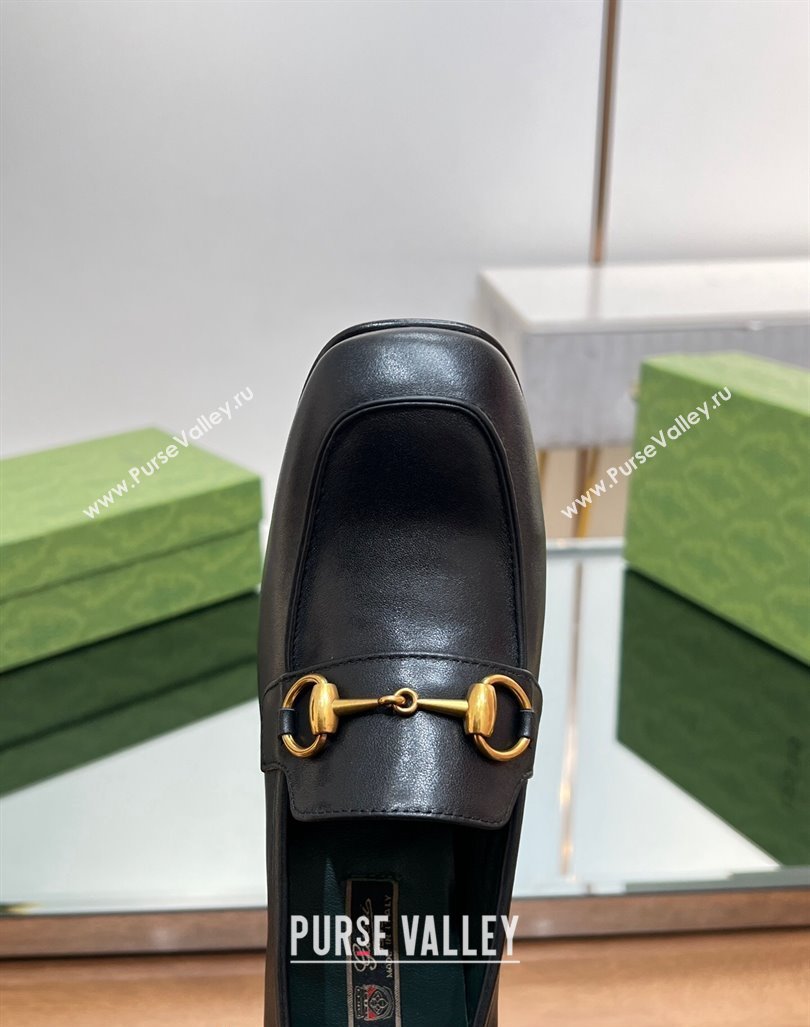 Gucci Horsebit Leather Pumps 7.5cm Black 2024 GG090607 (MD-240906131)