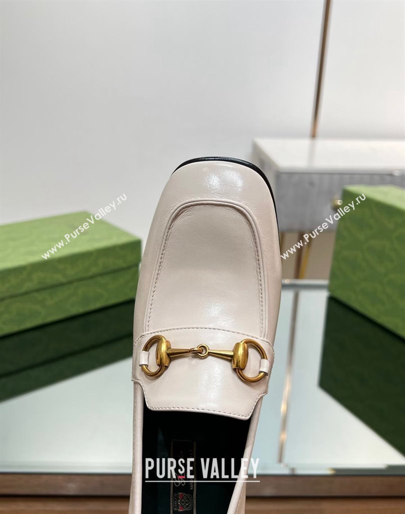 Gucci Horsebit Leather Pumps 7.5cm White 2024 GG090607 (MD-240906132)