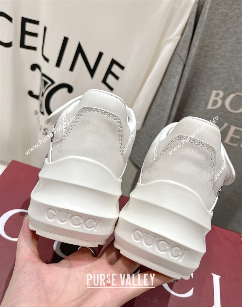 Gucci NY Wave Wedge Sneakers 6.3cm in White Leather 2024 (MD-240906002)